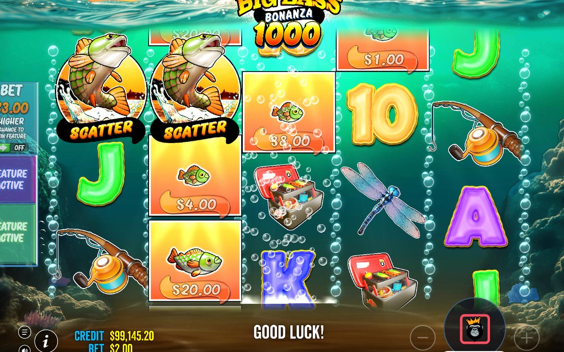 WILD Fisherman collecting MONEY fish values on all 5 reels