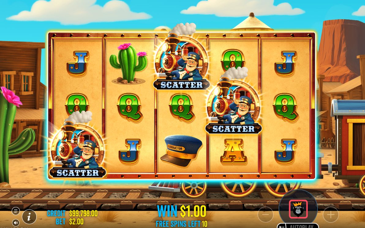 Free Spins counter with carriages below the reels