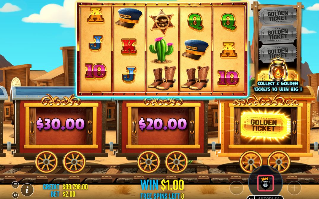 Golden Ticket carriage in a Free Spins round